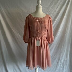 Ivy City Do-Re-Mi Elegant Pink Chiffon Dress